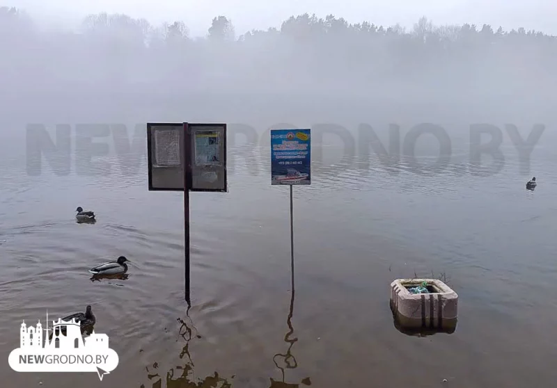 Пляж в Пышках затопило