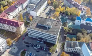 Вероятно, в Гродно станет меньше зелени — ЖКХ хочет спилить деревья, которые мешают зданиям Дом быта в Гродно