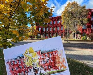 Мастачка Кацярына Забеліна малюе Гродна