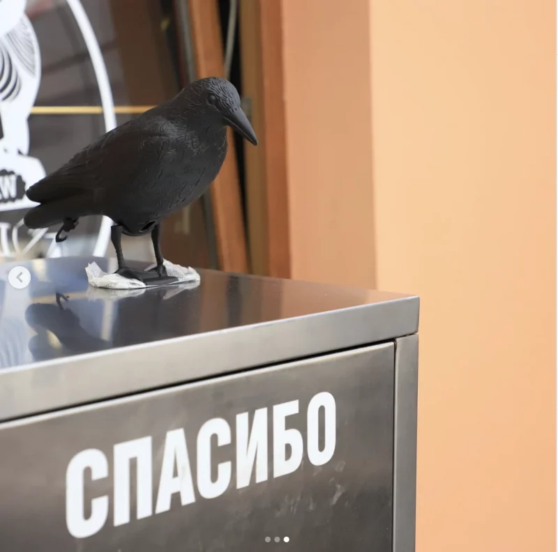 “Нас дыскрэдытуюць”. Уладальнік кафэ, на якое скардзяцца гродзенцы, паабяцаў дайсці да суду Кафэ на Савецкай пасля ўборкі. Бачная новая сметніца і адпужвальнік птушак. Фота: grodnonews.by